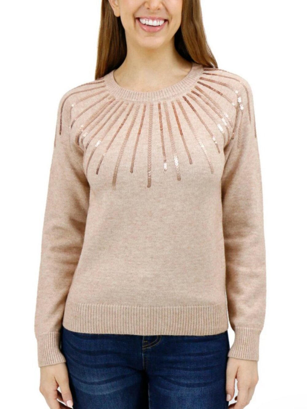 NWT GRACE AND LACE shimmer sweater in heathered oatmeal - size SMALL